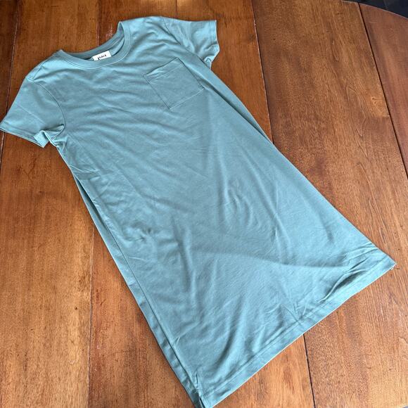 Pact NWT Dark Forest Softspun Pocket Tshirt Dress Sz Small Organic Cotton Green - Picture 4 of 12